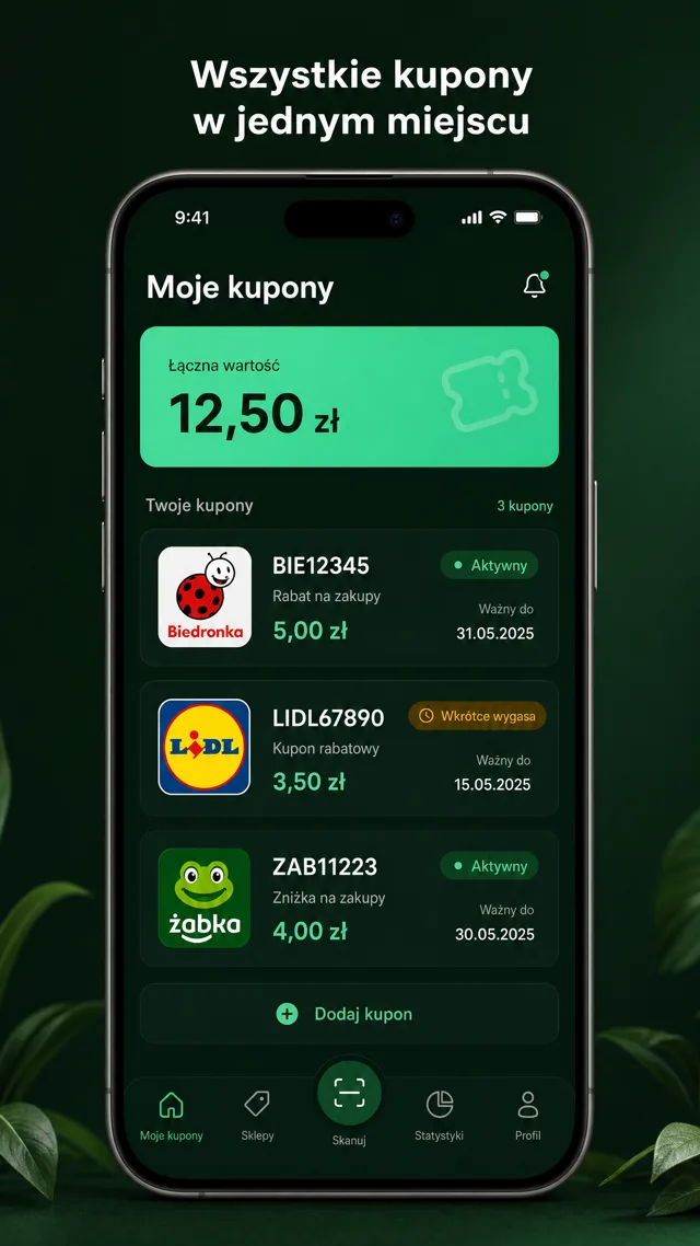 Lista kuponów w Recupon z datami wygaśnięcia